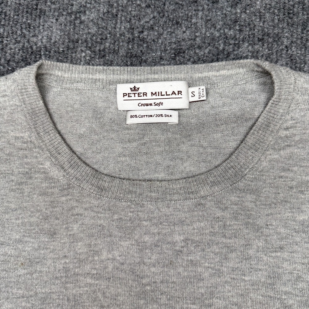 Peter Millar Sweater Mens S Gray Crown Soft Crew Golf Pullover Cotton Silk L/S - Picture 2 of 8